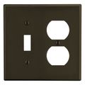 Hubbell Wiring Device-Kellems Wallplate, Mid-Size 2-Gang, 1) Duplex 1) Toggle, Brown PJ18